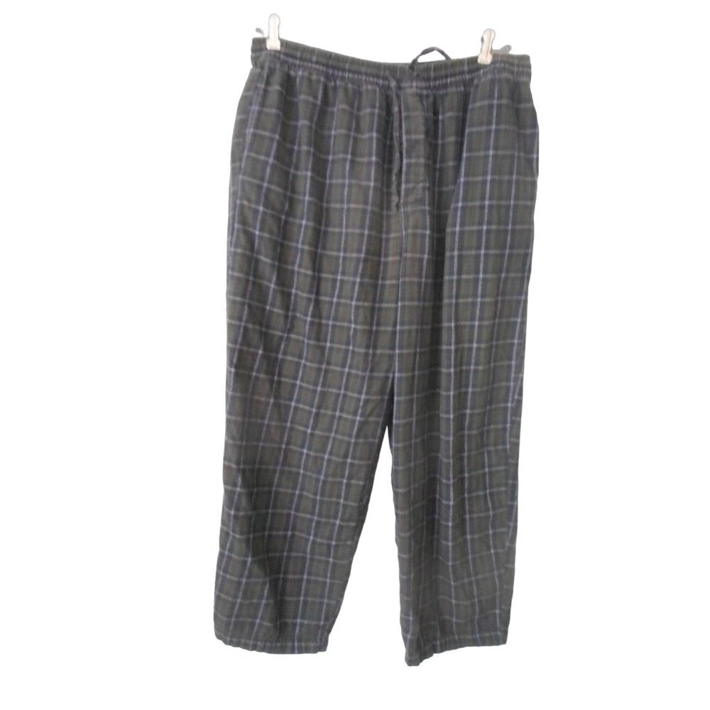 Nautica Green Blue Plaid Sz XL cotton Lounge Bed Pants elastic drawstring waist